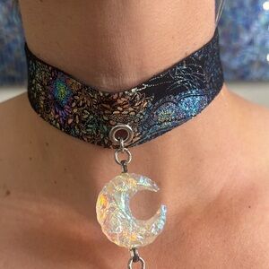 Opalite moon fringe necklace